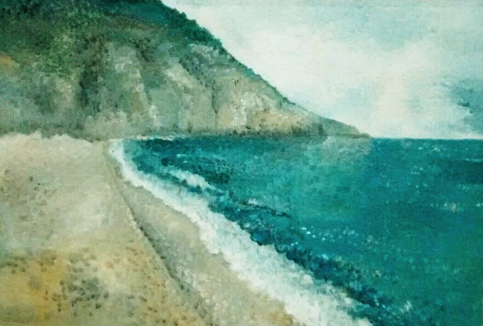 Παραλία Μύλος-1988 ελαιογραφία 85x125 cm