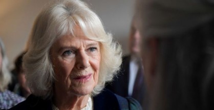 Britain's Camilla, Duchess of Cornwall, meets staff and trustees as she visits the Bath-based charity VOICES, in Bath, Britain February 8, 2022. Finnbarr Webster/Pool via REUTERS